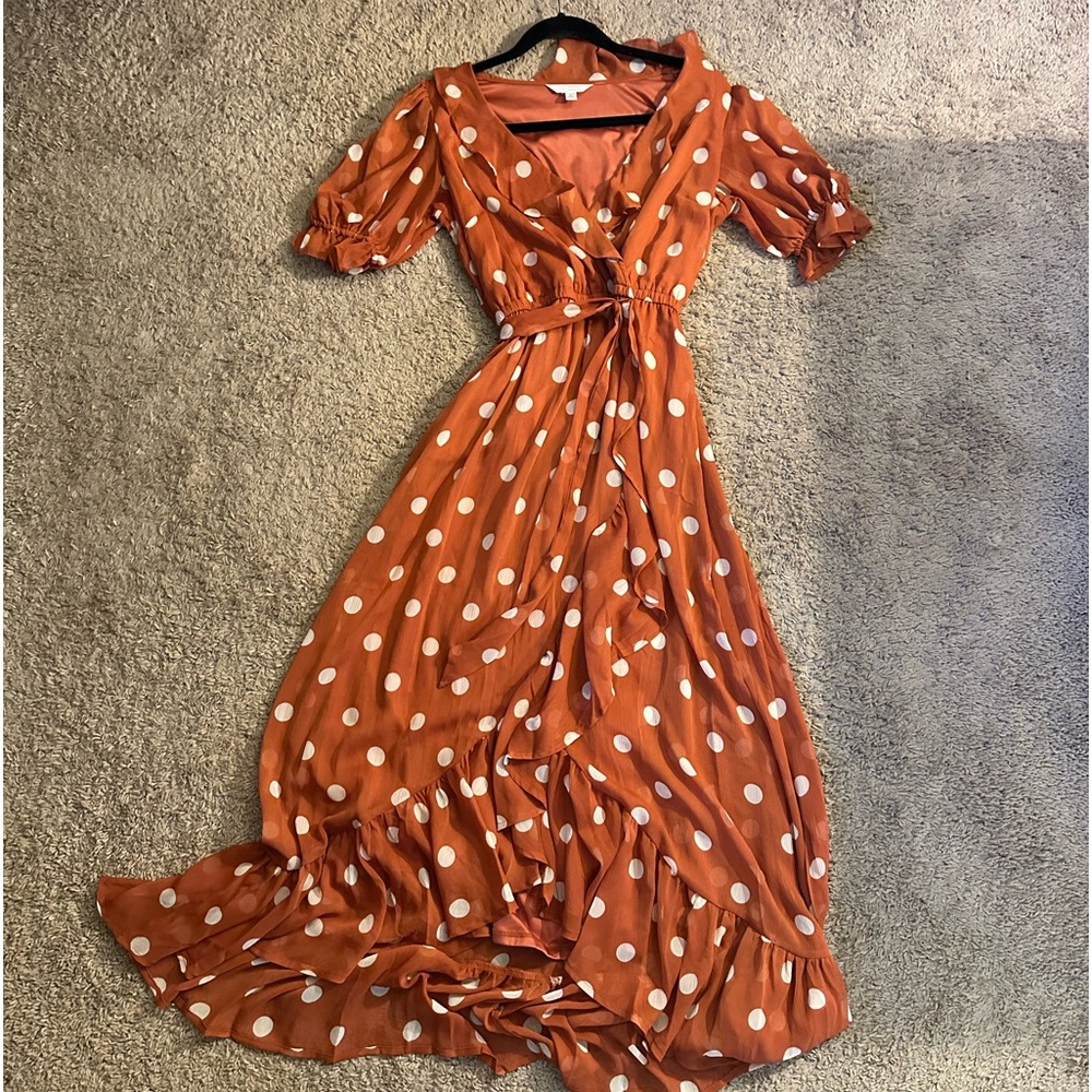 Women’s LC Lauren Conrad Polka-Dot Ruffle Faux Wrapped Dress